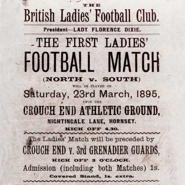 Foto: Cartaz de um dos primeiros jogos de futebol feminino, 1895/Fifa Museum Collection